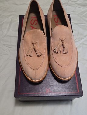 Isaia Men's Suede Tassel Loafers in Blush Pink